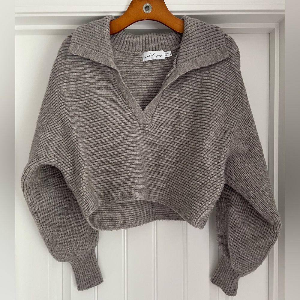 Petal & Pup cropped collared sweater